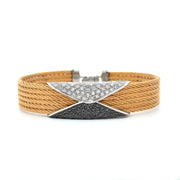 ALOR Cable 6-Row Hourglass Bracelet with 18kt Gold & Black & White Diamonds