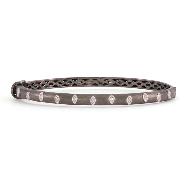 JudeFrances Blackened Sterling Silver Staggered Marquise Bangle