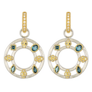 JudeFrances Mixed Metal Diamond and London Blue Topaz Open Earring Charms