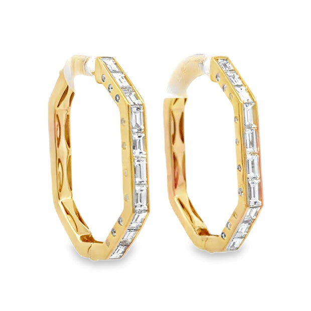 Nava Dee 14K Yellow Gold Baguette-Cut Diamond Hoop Earrings