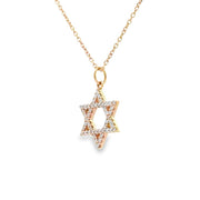 14K Yellow Gold Diamond Star of David Necklace