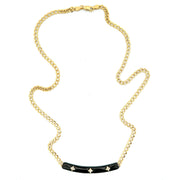 Nava Dee 14K Yellow Gold Black Enamel Diamond Bar Necklace