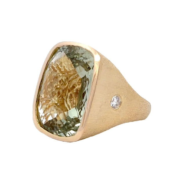 Nava Dee 14K Yellow Gold Prasiolite & Diamond Ring