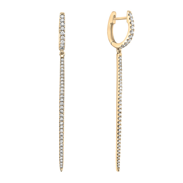 14K Yellow Gold Tapered Bar Diamond Dangle Earrings