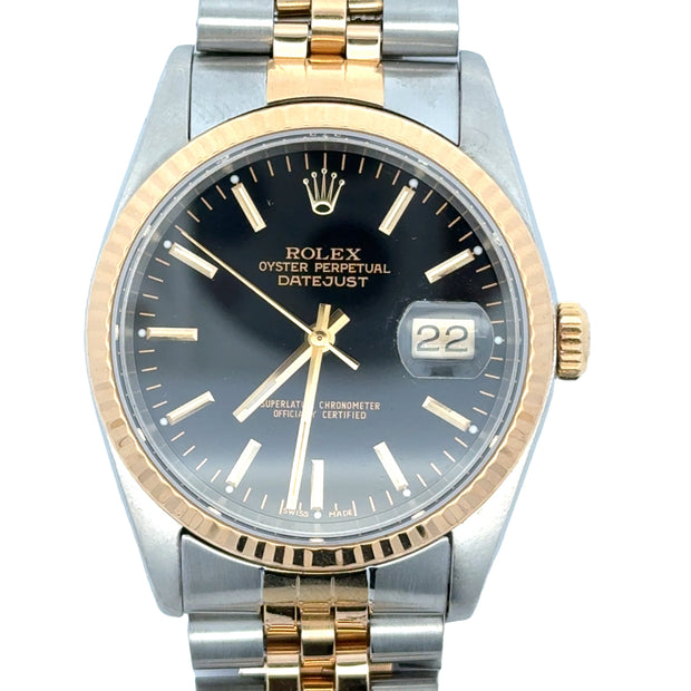 Estate 18K Yellow Gold & Stainless Steel Rolex Datejust