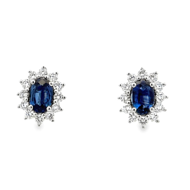 14K White Gold Sapphire & Diamond Earrings
