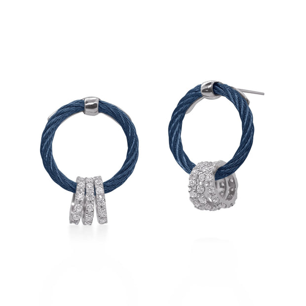 ALOR Cable Circle Spinning Drop Earrings with 18kt Gold & Diamonds