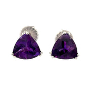 Estate 14K White Gold Trillion Amethyst Earrings