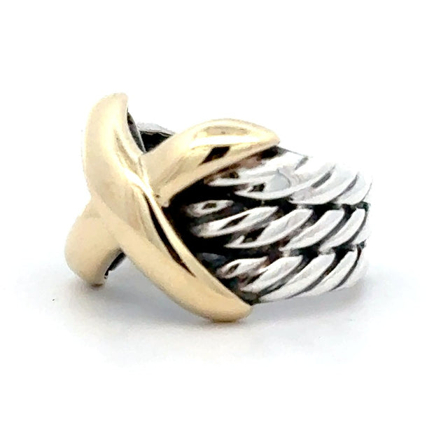 Estate Sterling Silver & 14K Yellow Gold David Yurman Ring