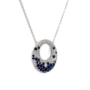 14K White Gold Sapphire & Diamond Circle of Life Necklace