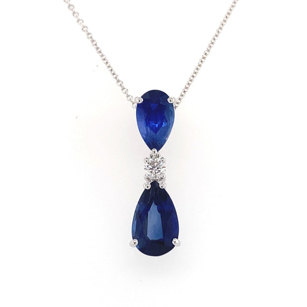 David Kord 18K White Gold Sapphire & Diamond Necklace