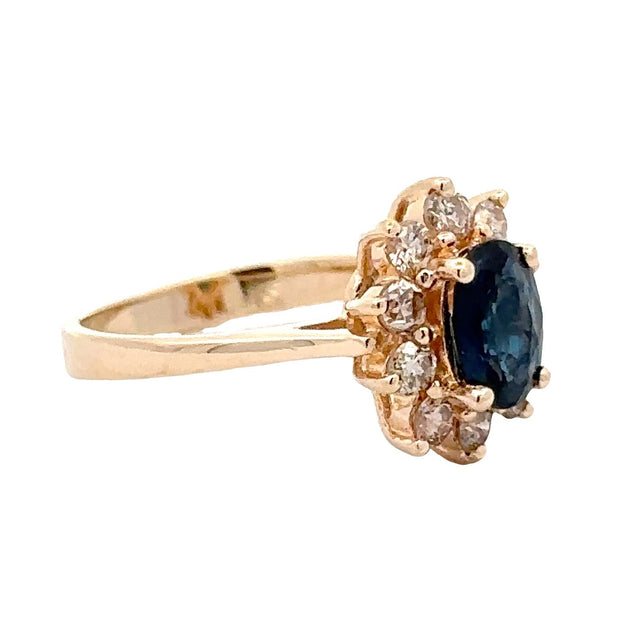 Estate 14K Yellow Gold Sapphire & Diamond Ring