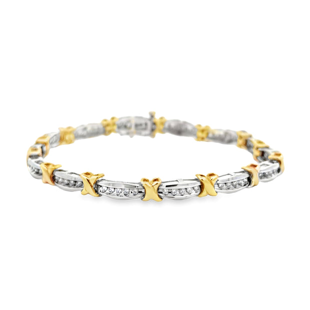 Estate 10K White & Yellow Gold Diamond Bracelet