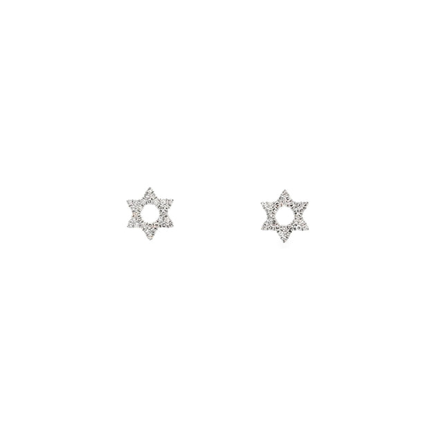 Meira T 14K White Gold Jewish Star Diamonds Studs