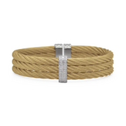 ALOR Stainless Steel & 14K White Gold Three Row Cuff