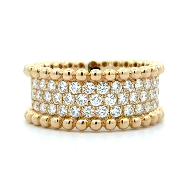 14K Yellow Gold Beaded Diamond Cocktail Ring