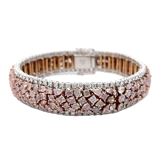 18K Rose & White Gold Pink Diamond & White Diamond Bracelet