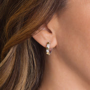JudeFrances Small Mixed Metal Diamond Pavé Nail Head Hoop Earrings