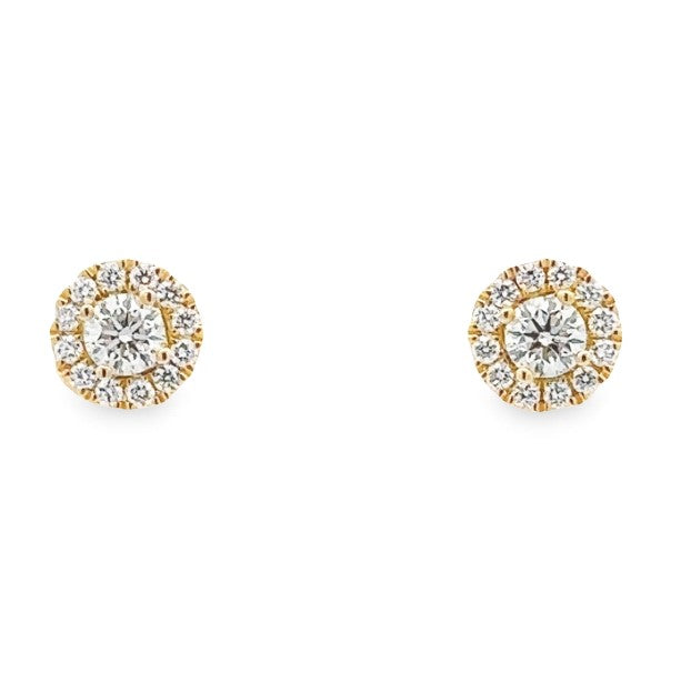 14K Yellow Gold Halo-Style Diamond Earrings