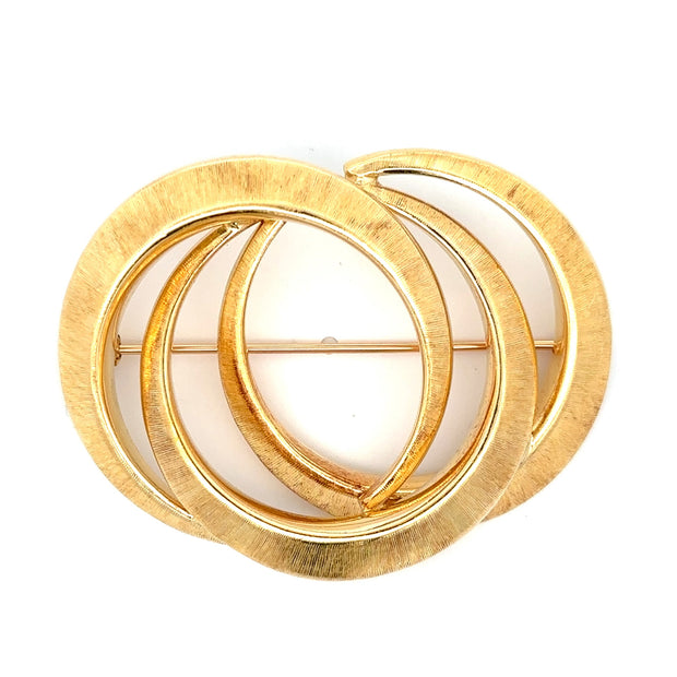 Estate 18K Yellow Gold Interlocking Ring Brooch