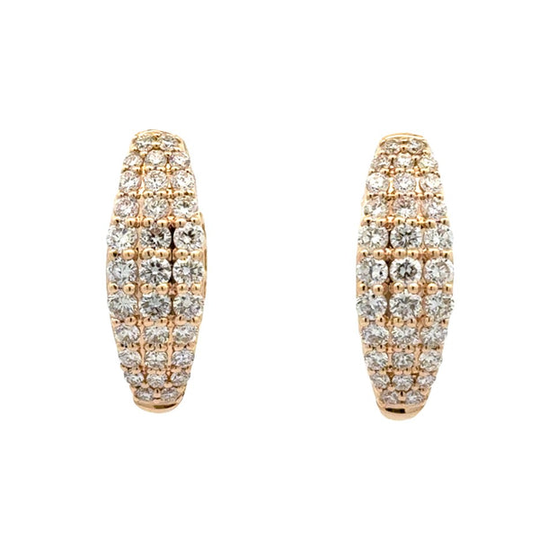 14K Yellow Gold Pavé-Set Diamond Hoop Earrings