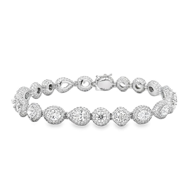 Platinum Multi-Shape Diamond Tennis Bracelet