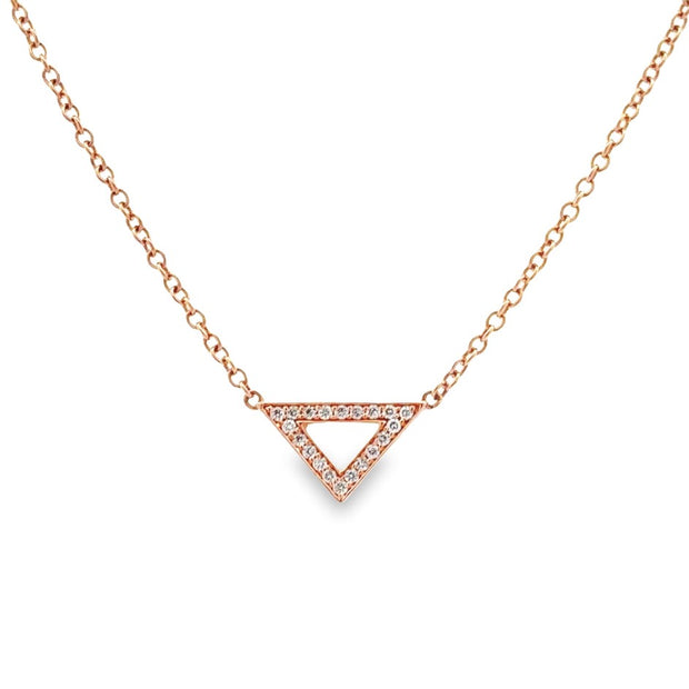 14K Rose Gold Diamond Triangle Necklace