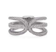 ALOR Grey Cable Ring with 18kt Gold & Diamonds