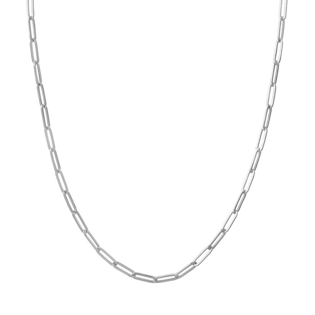 14K White Gold Paper Clip Necklace