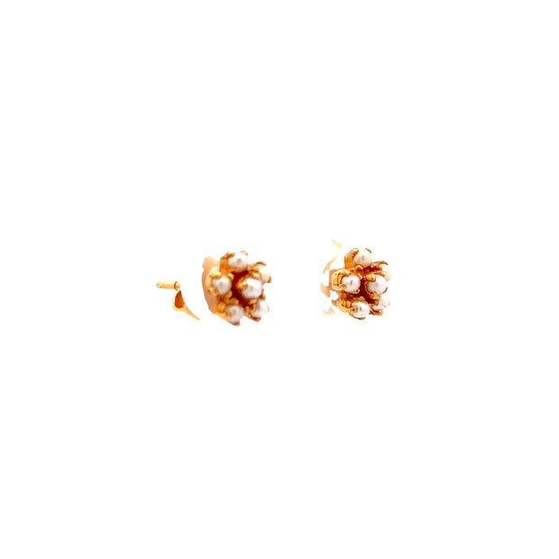 Estate 22K Yellow Gold Pearl Earrings