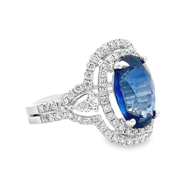 18K White Gold Sapphire and Diamond Ring