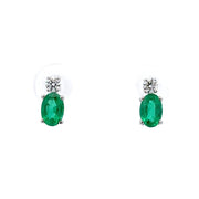 David Kord 14K White Gold Emerald & Diamond Earrings