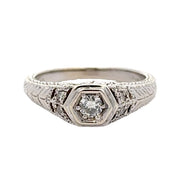 Estate 14K White Gold Vintage-Style Diamond Ring