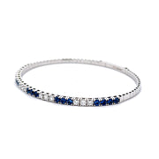 18K White Gold Sapphire & Diamond Flexible Bangle Bracelet