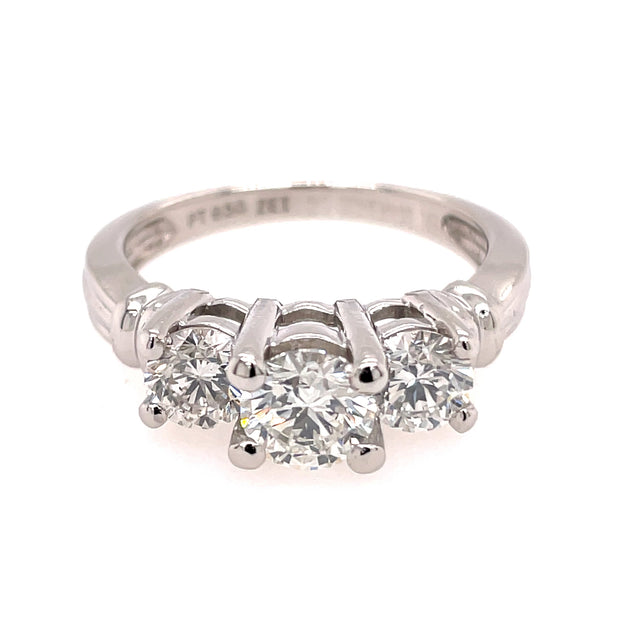 Estate Platinum Three Stone Diamond Ring