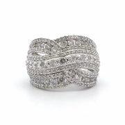 Estate 10K White Gold Wide Diamond Ring