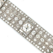 Vintage Wide Platinum Diamond Bracelet