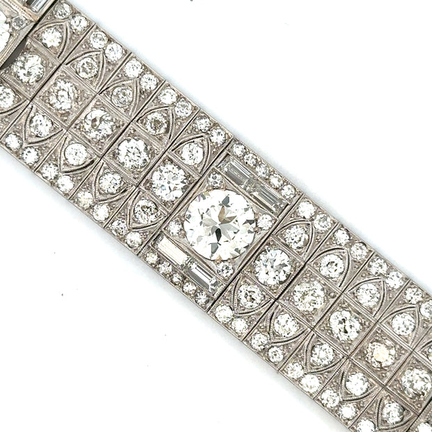 Vintage Wide Platinum Diamond Bracelet