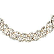 Estate 18K Yellow Gold Akoya Pearl & Diamond Necklace