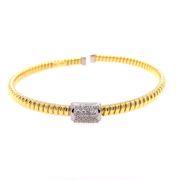 Nava Dee 18K Yellow & White Gold Diamond Cuff Bracelet