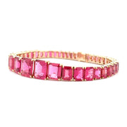 Estate 18K Yellow Gold Hot Pink Tourmaline Bracelet