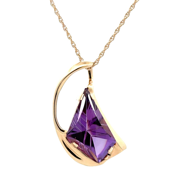 Estate 14K Yellow Gold Contemporary Amethyst Necklace