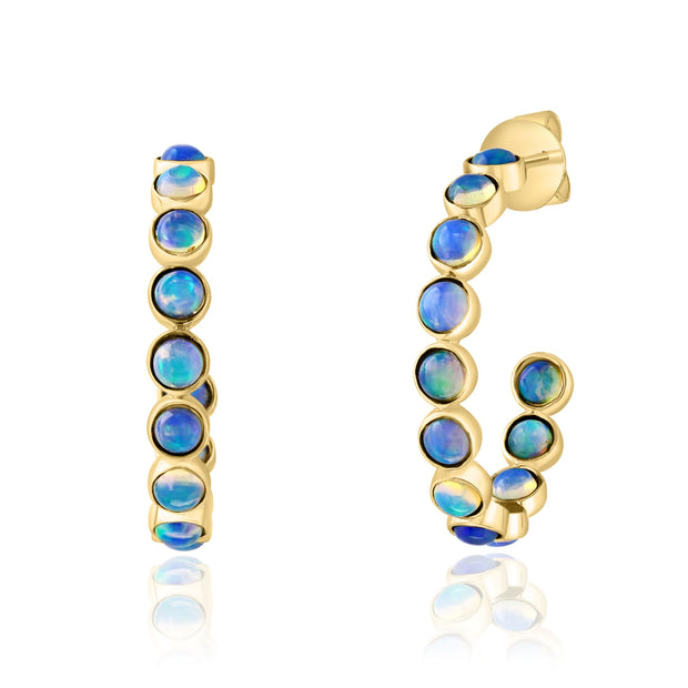 David Kord 14K Yellow Gold Ethiopian Opal J-Hoop Earrings
