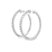 Estate 14K White Gold Diamond Hoop Earrings