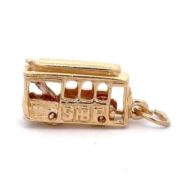 Estate 14K Yellow Gold Cable Car Charm