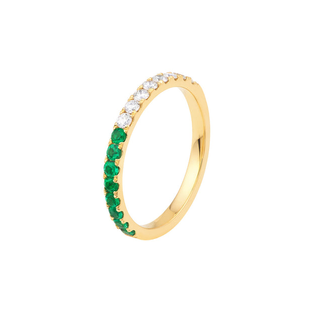 14K Yellow Gold 50/50 Emerald & Diamond Ring