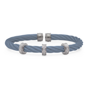 ALOR Stainless Steel & 18K White Gold 5mm Triple Barrel Cuff
