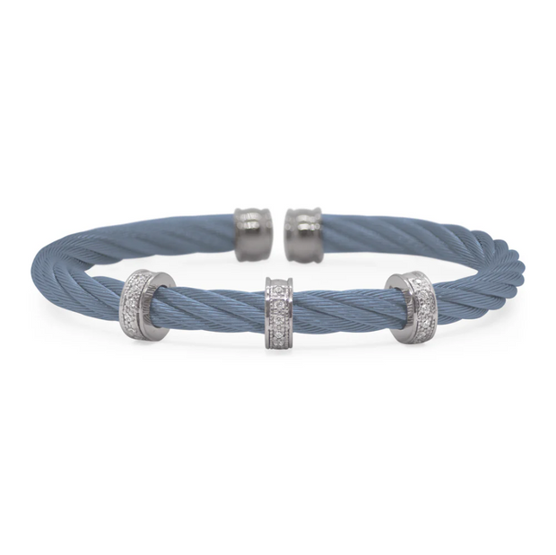 ALOR Stainless Steel & 18K White Gold 5mm Triple Barrel Cuff