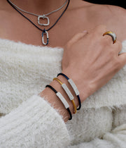 ALOR Cable ID Station Bracelet with 18kt Gold & Diamonds