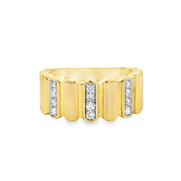 Nava Dee 14K Yellow Gold Ribbed Diamond Ring